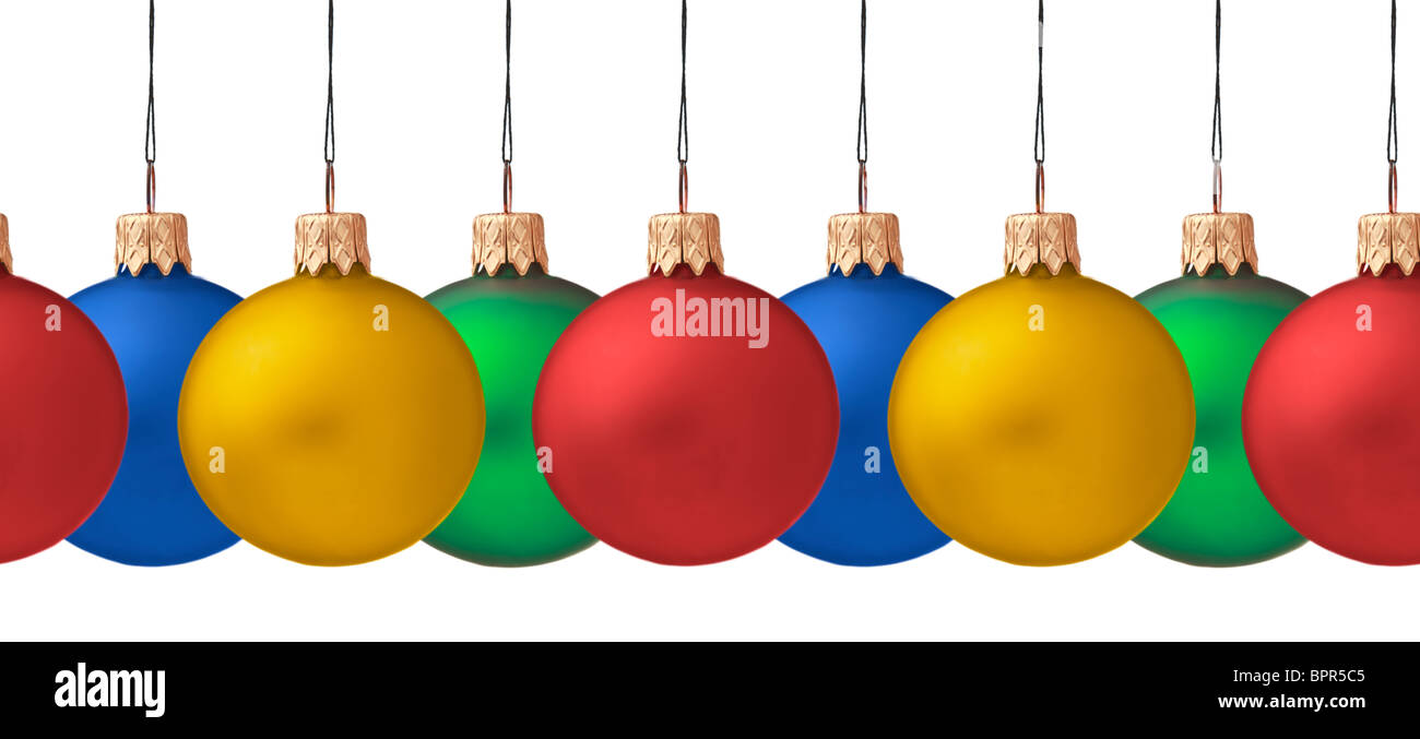several-hanging-christmas-baubles-isolated-on-white-background-stock