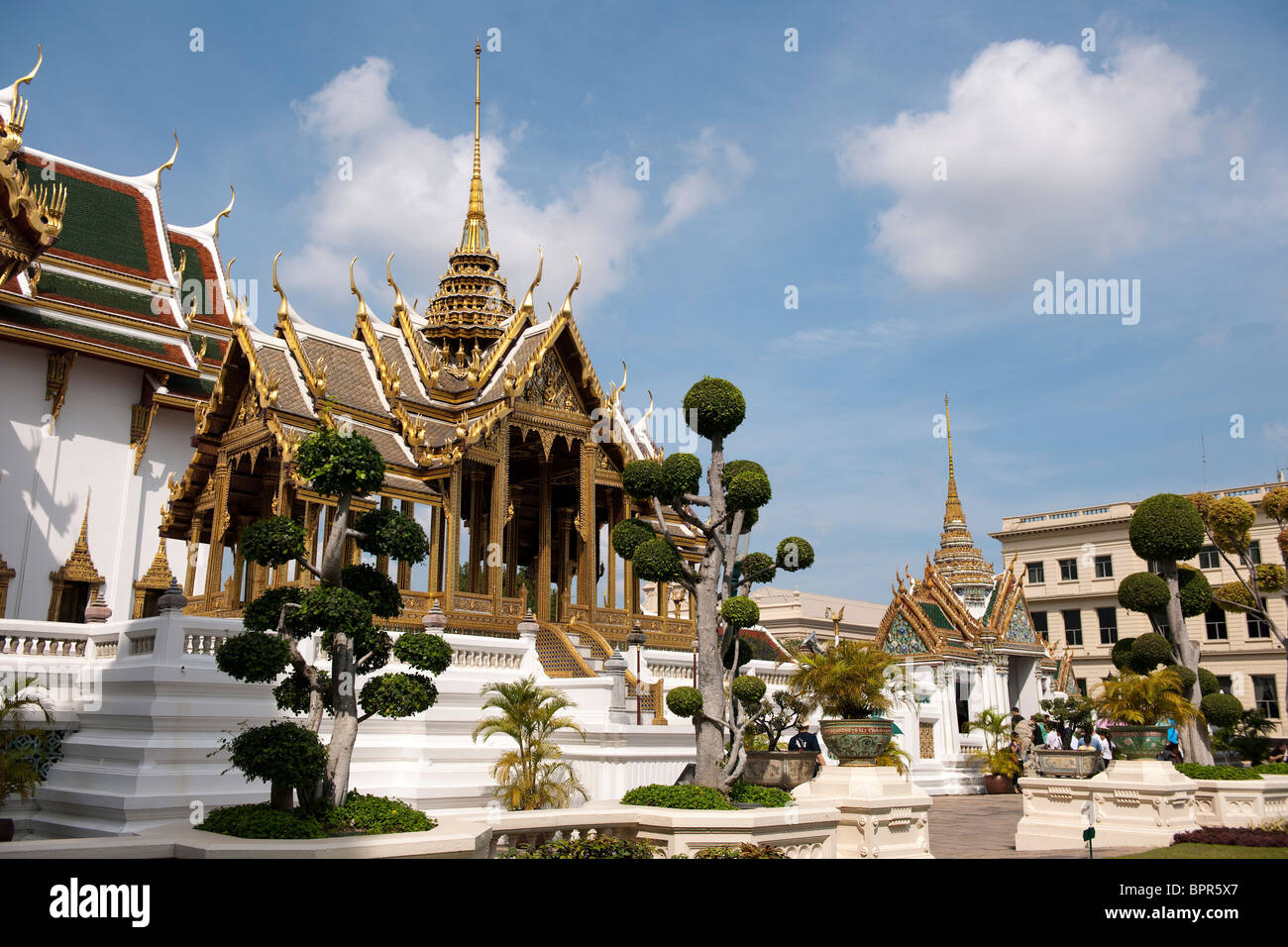 Aphorn Phimok Pavilion in front of Dusit Maha Prasat throne hall, Governement building, Grand Palace, Bangkok, Thailand Stock Photo