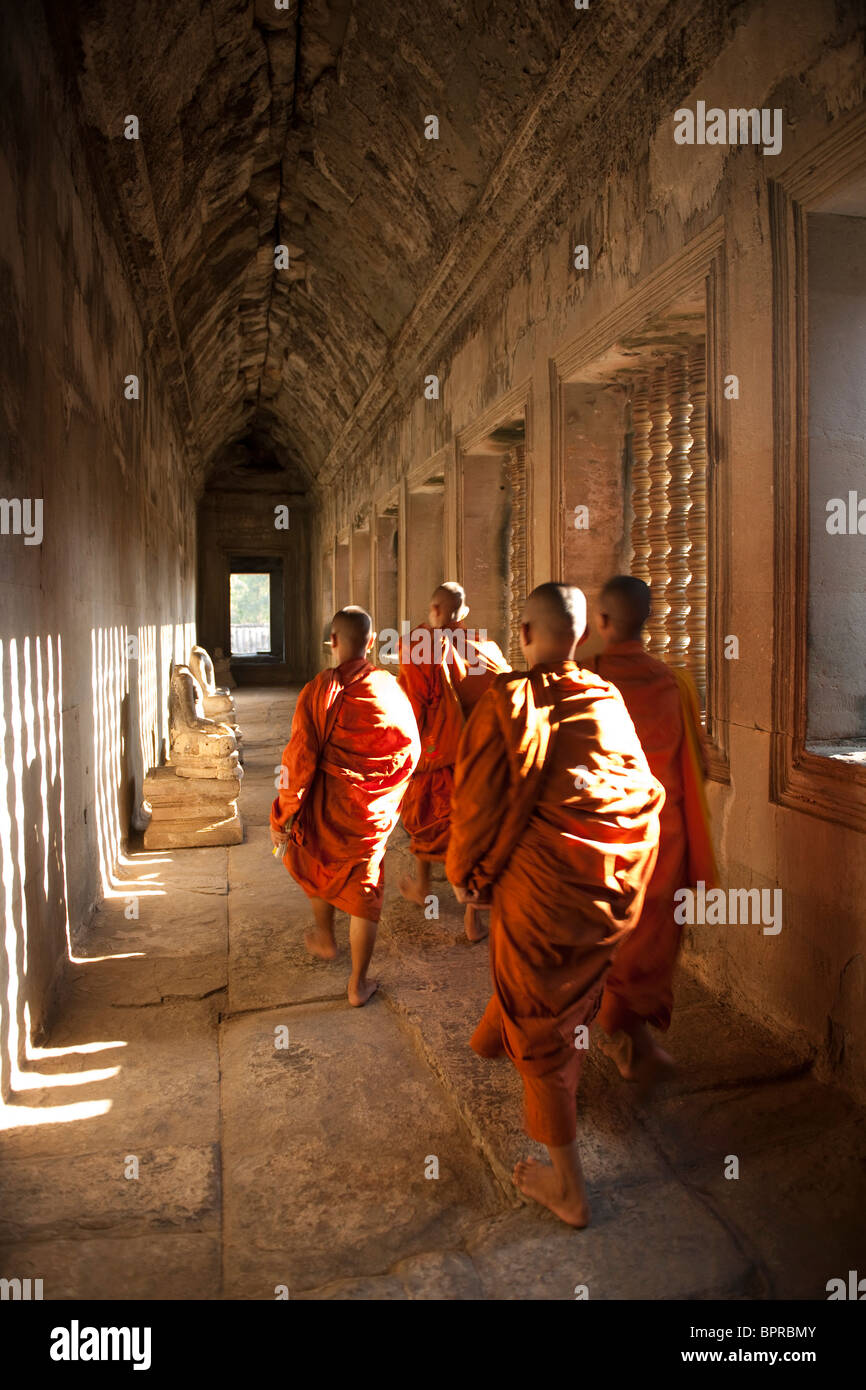 monks, Angkor Wat, Siem Reap, Cambodia Stock Photo