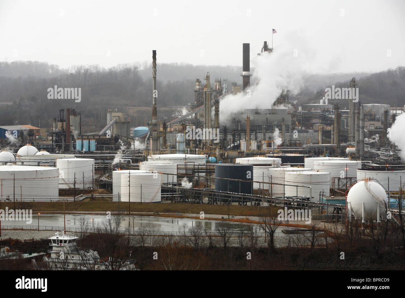 Oil refinery at Catlettsburg, KY. Stock Photo