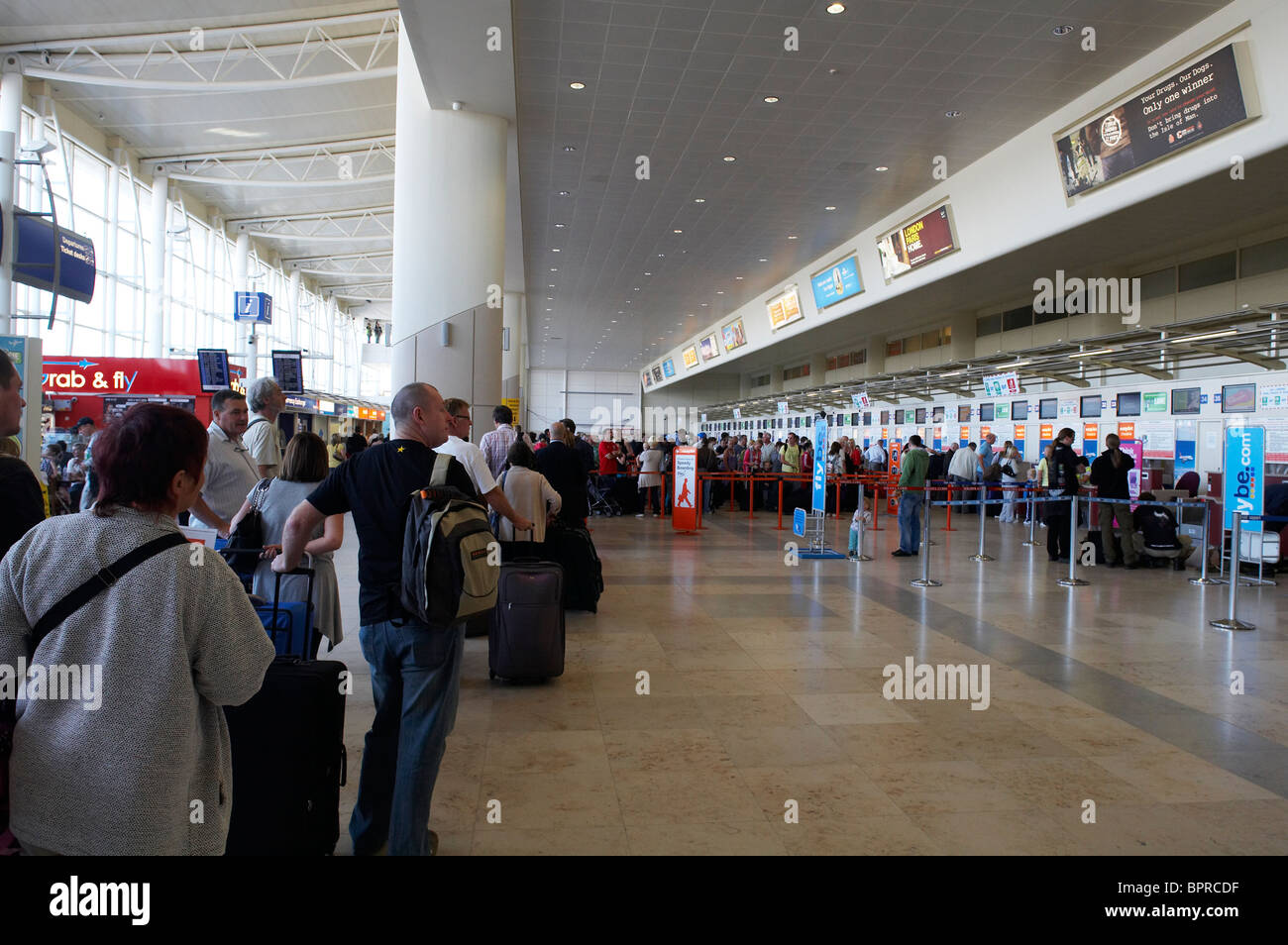 Check in desk at John Lennon Liverpool Airport Stock Photo Alamy