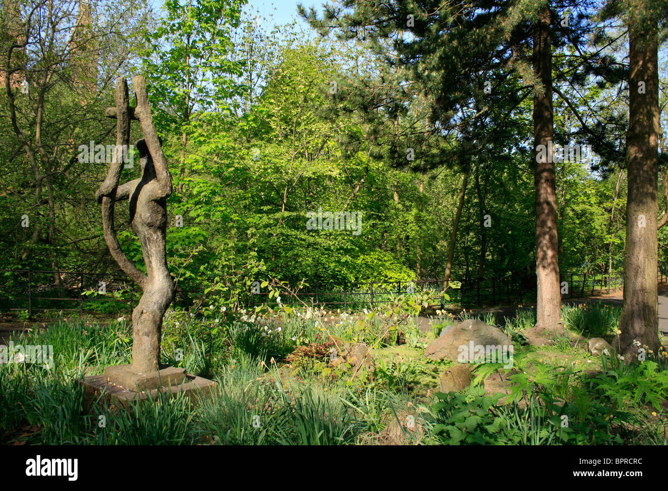 Wooden statue in Kelvingrove Park, Glasgow Stock Photo