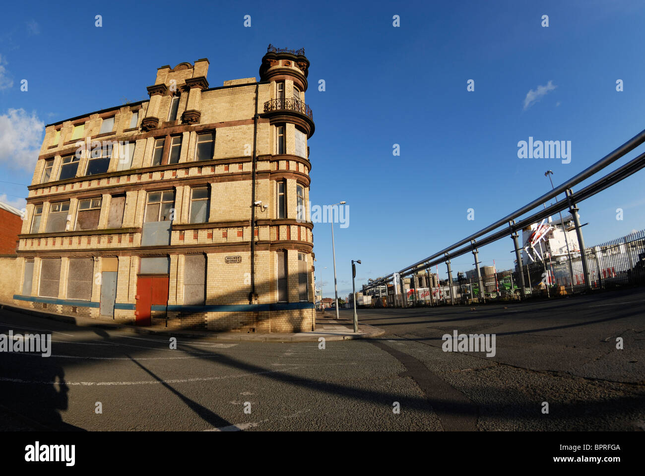 Langton Castle public house and hotel by Liverpool Docks in Bootle Stock Photo Alamy