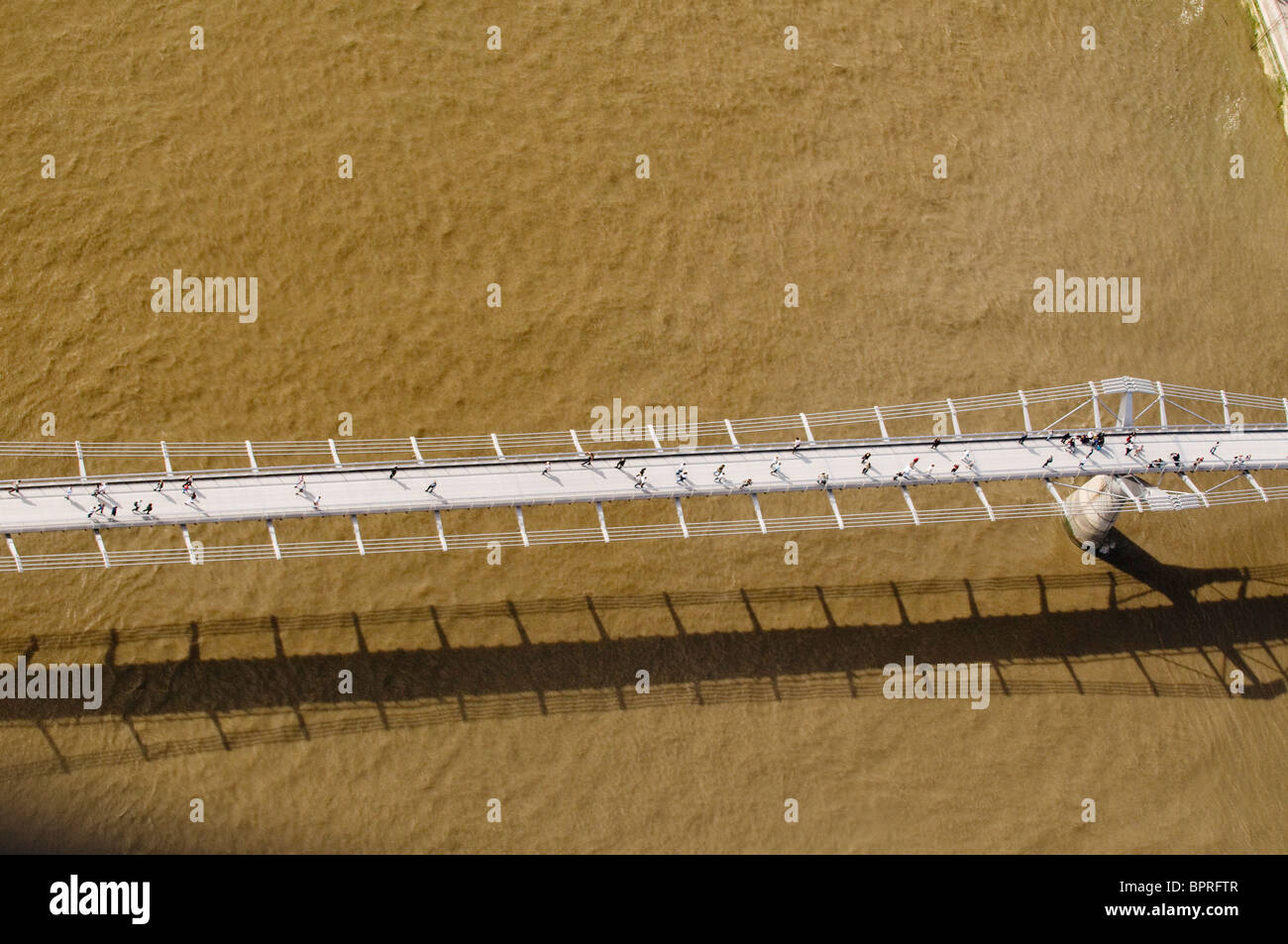 London Millennium Bridge from the air Stock Photo