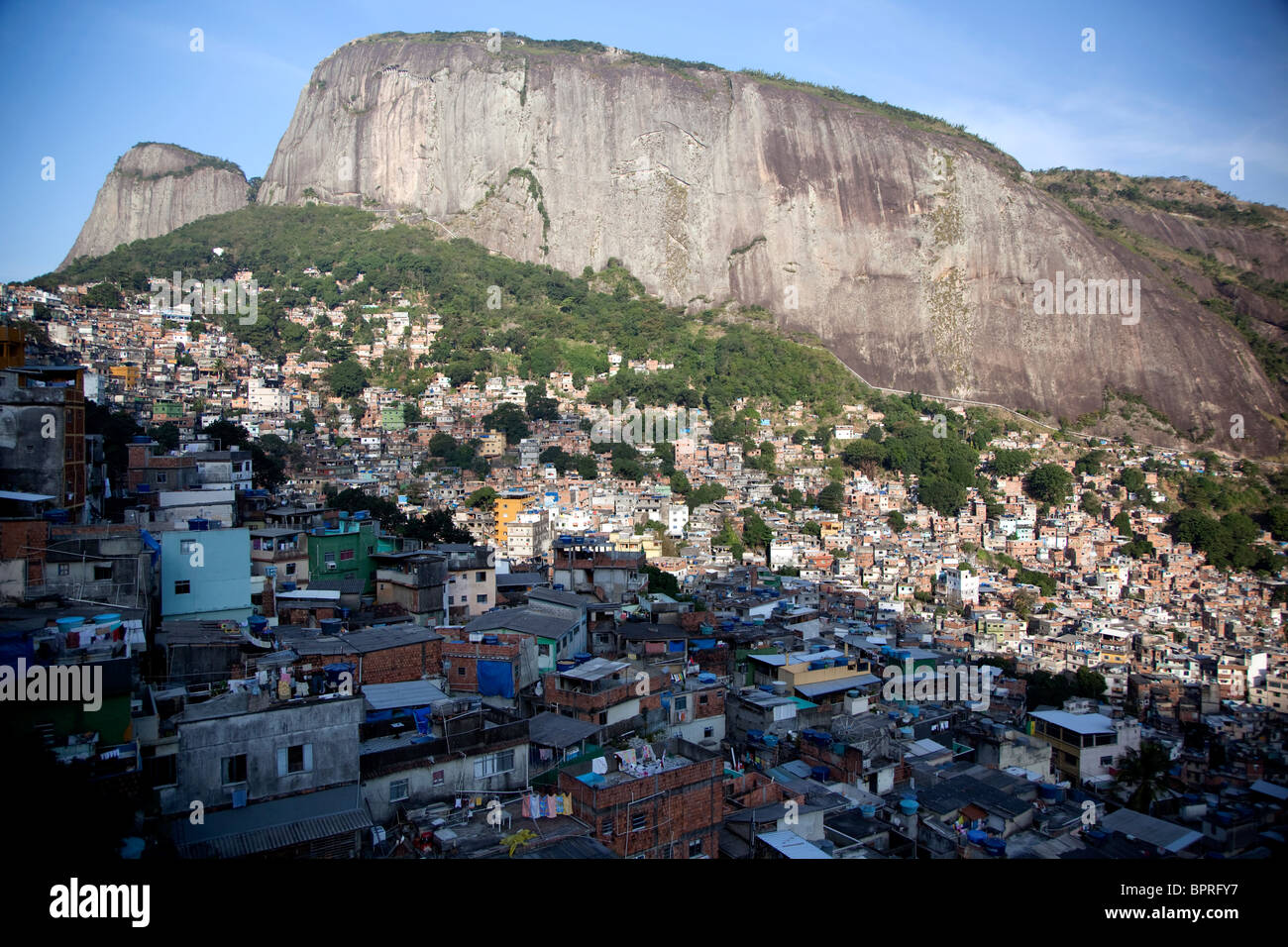 Scene from the Rocinha, the largest favela, aka slum or shantytown, on ...