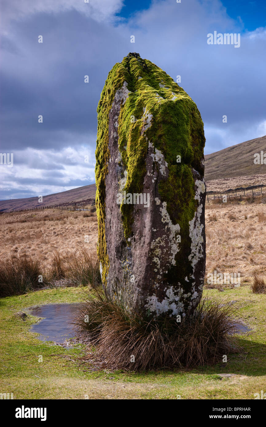 Maen Llia Standing Stone Ystradfellte Brecon Beacons Powys Wales Stock Photo