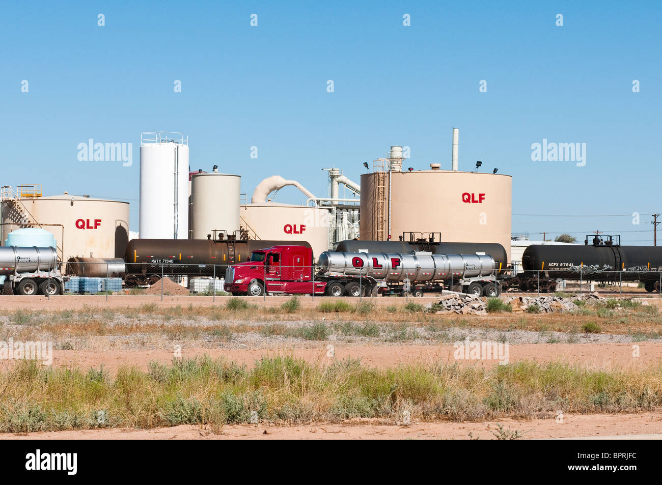 Transportation and storage tanks are shown at a liquid feed supplement