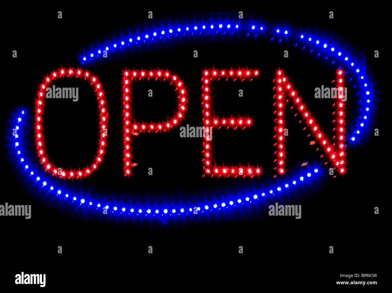 Neon Light Open Sign Stock Photo