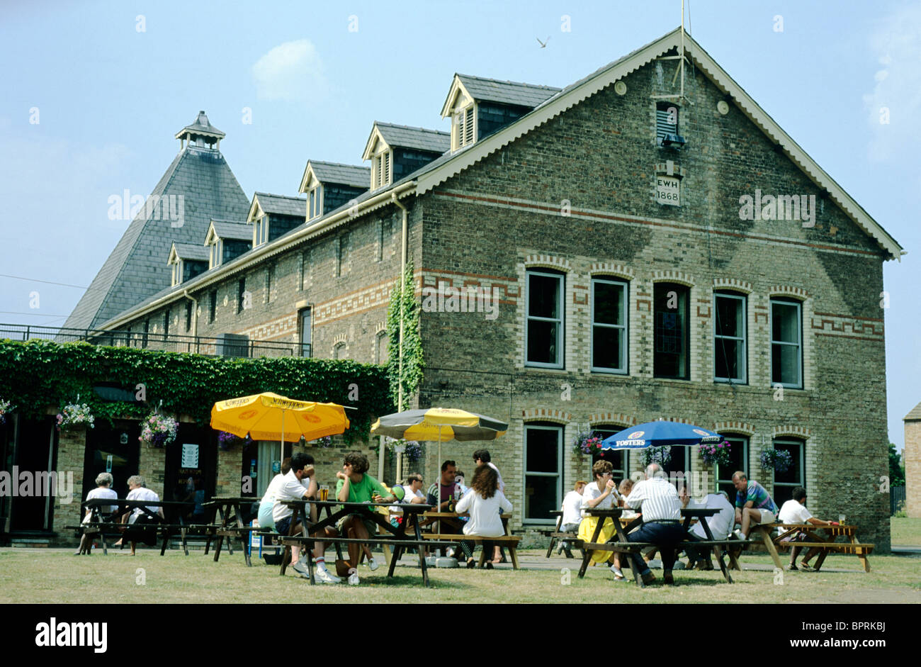 The Maltings, Ely, Cambridgeshire people visitors tourists converted brewery English breweries England UK eating restaurant Stock Photo