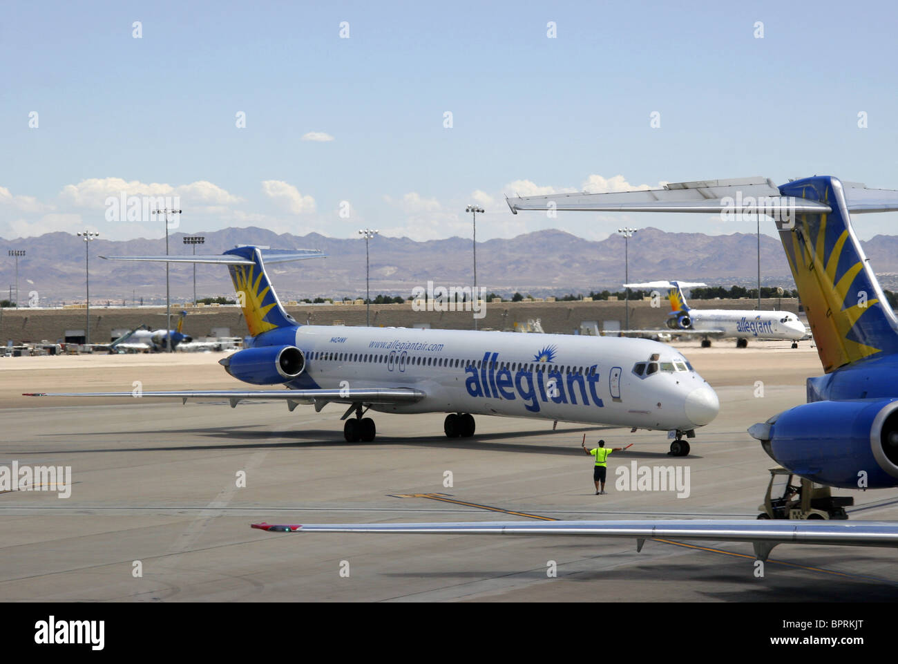 Allegiant Air passenger jets at Las Vegas Airport, Nevada, USA Stock