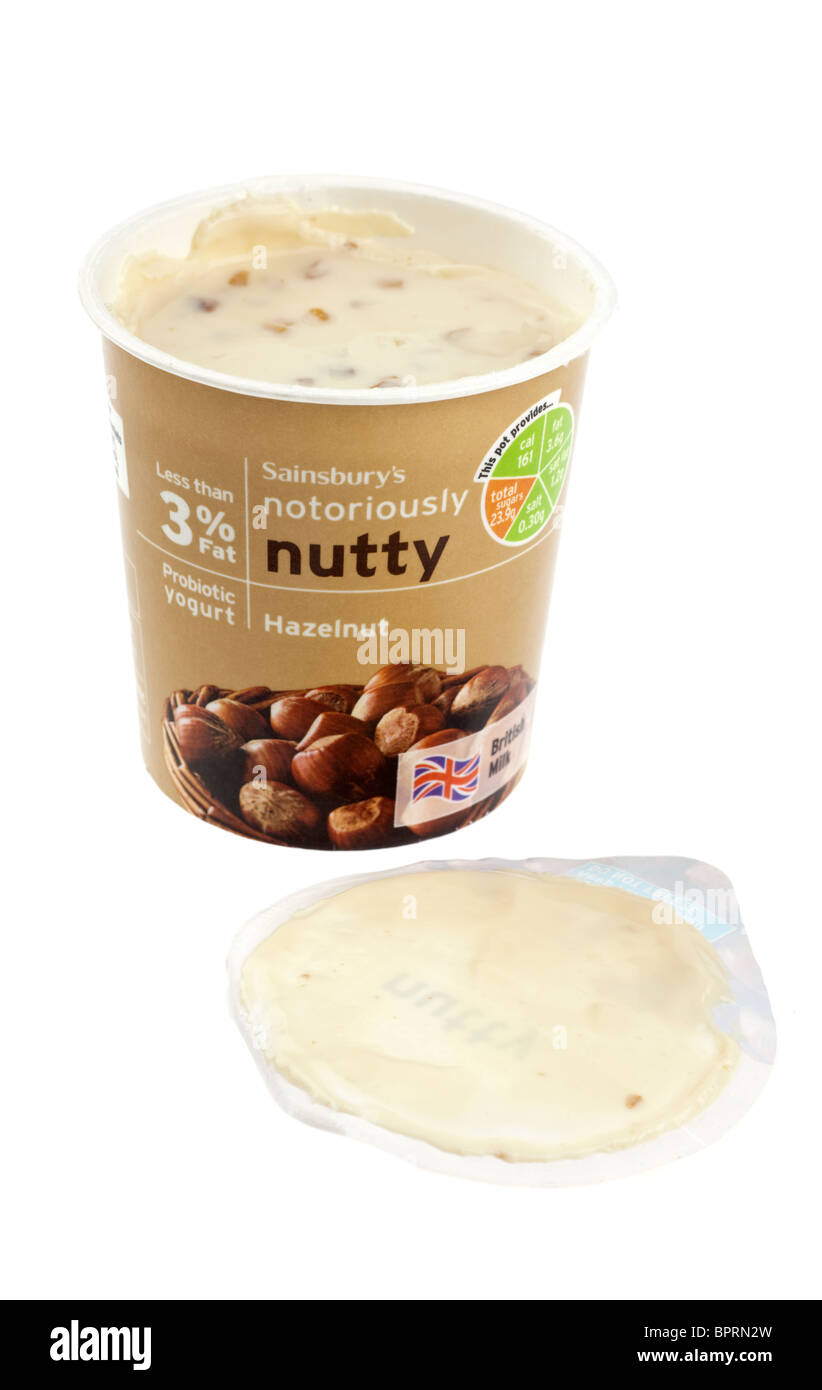 Sainsburys notoriously nutty hazelnut yoghurt Stock Photo Alamy