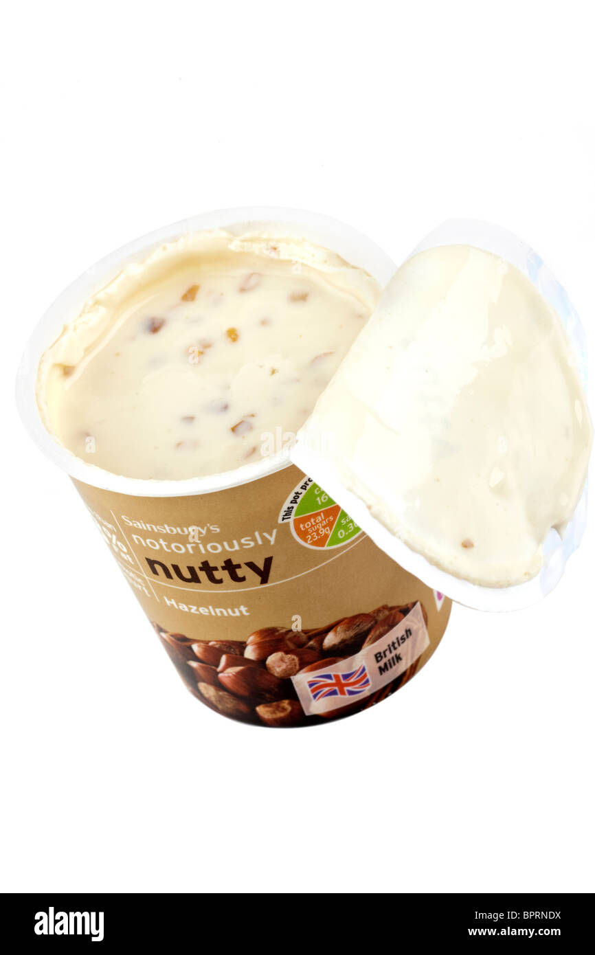 Sainsburys notoriously nutty hazelnut yoghurt Stock Photo Alamy