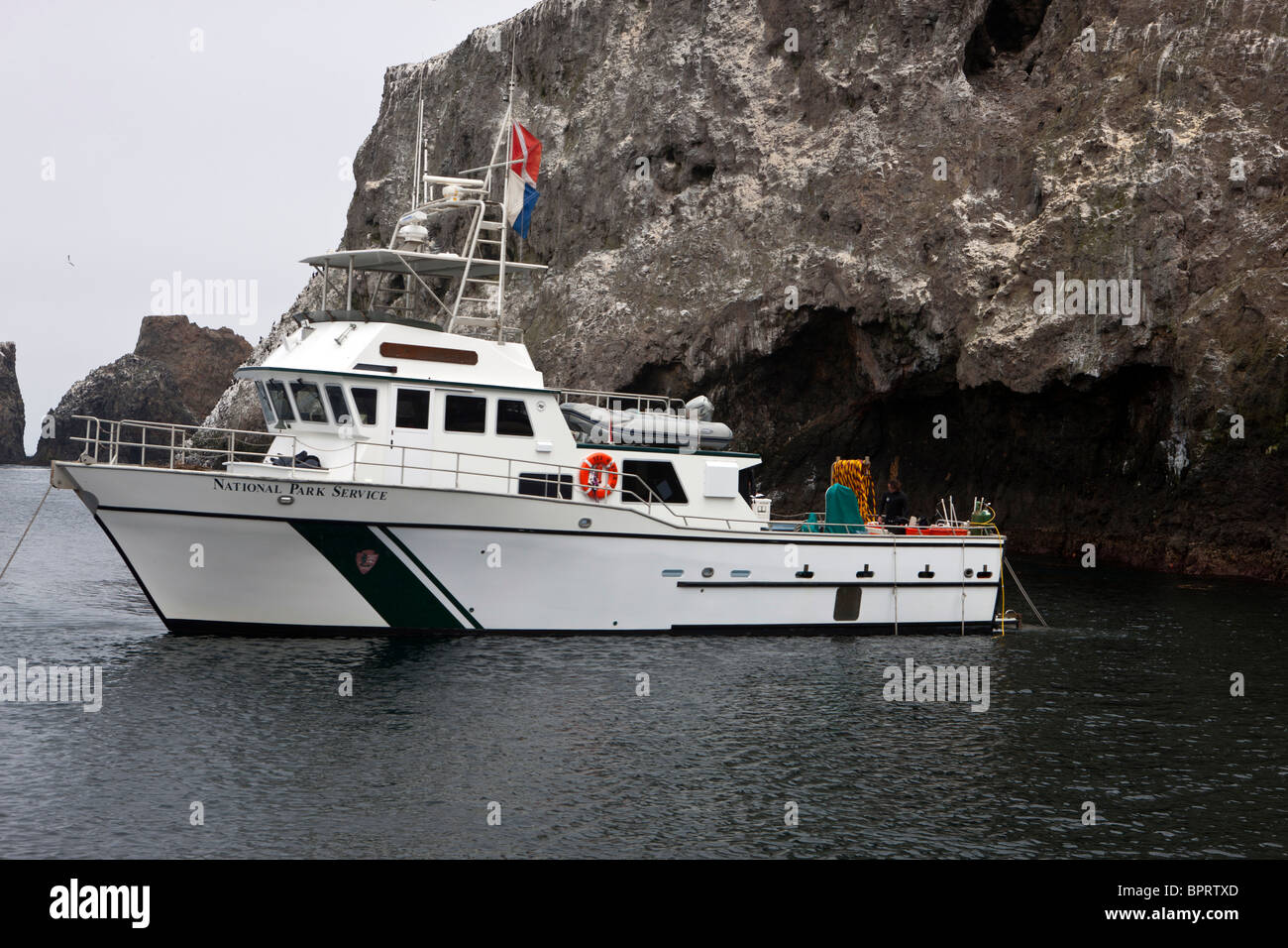 National Park Service research diving boat Sea Ranger II, Anacapa Island, Channel Islands National Park, California Stock Photo