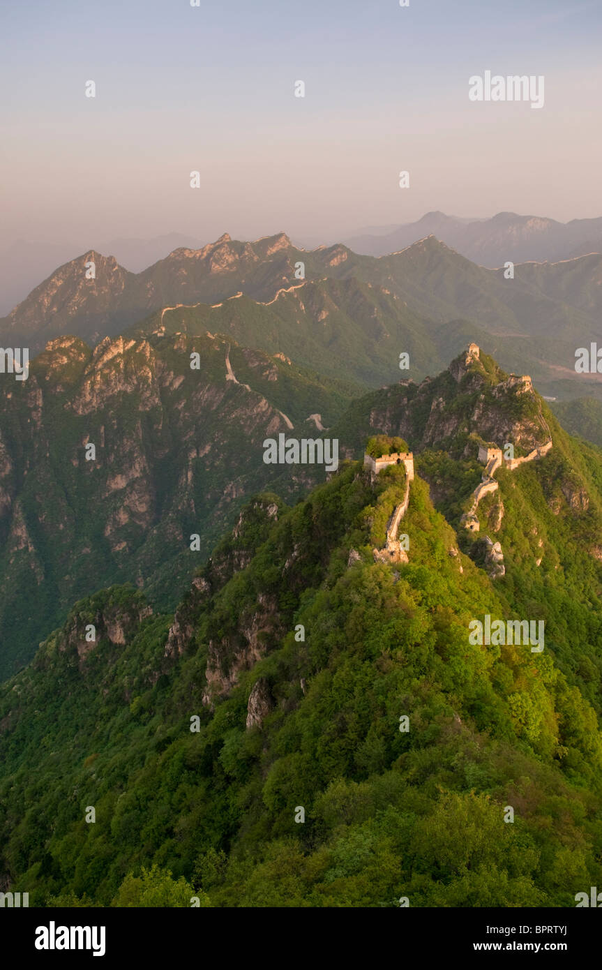 Wild wall portion of the Great Wall of China Stock Photo