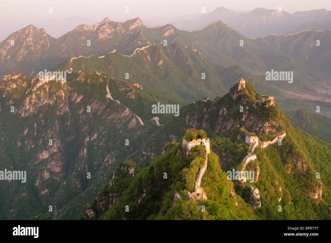 Wild wall portion of the Great Wall of China Stock Photo