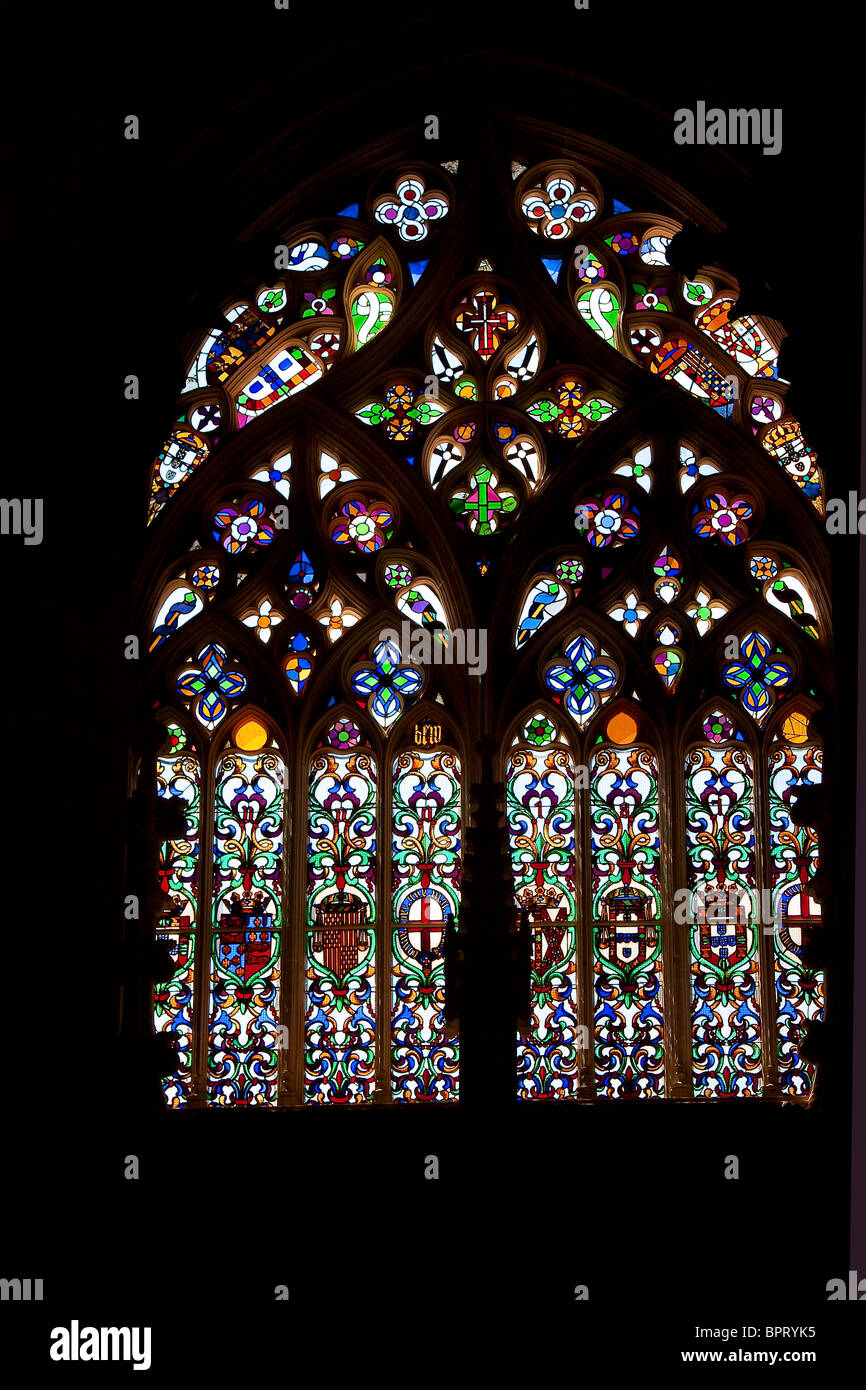 Stained glass window in Portuguese church Stock Photo Alamy