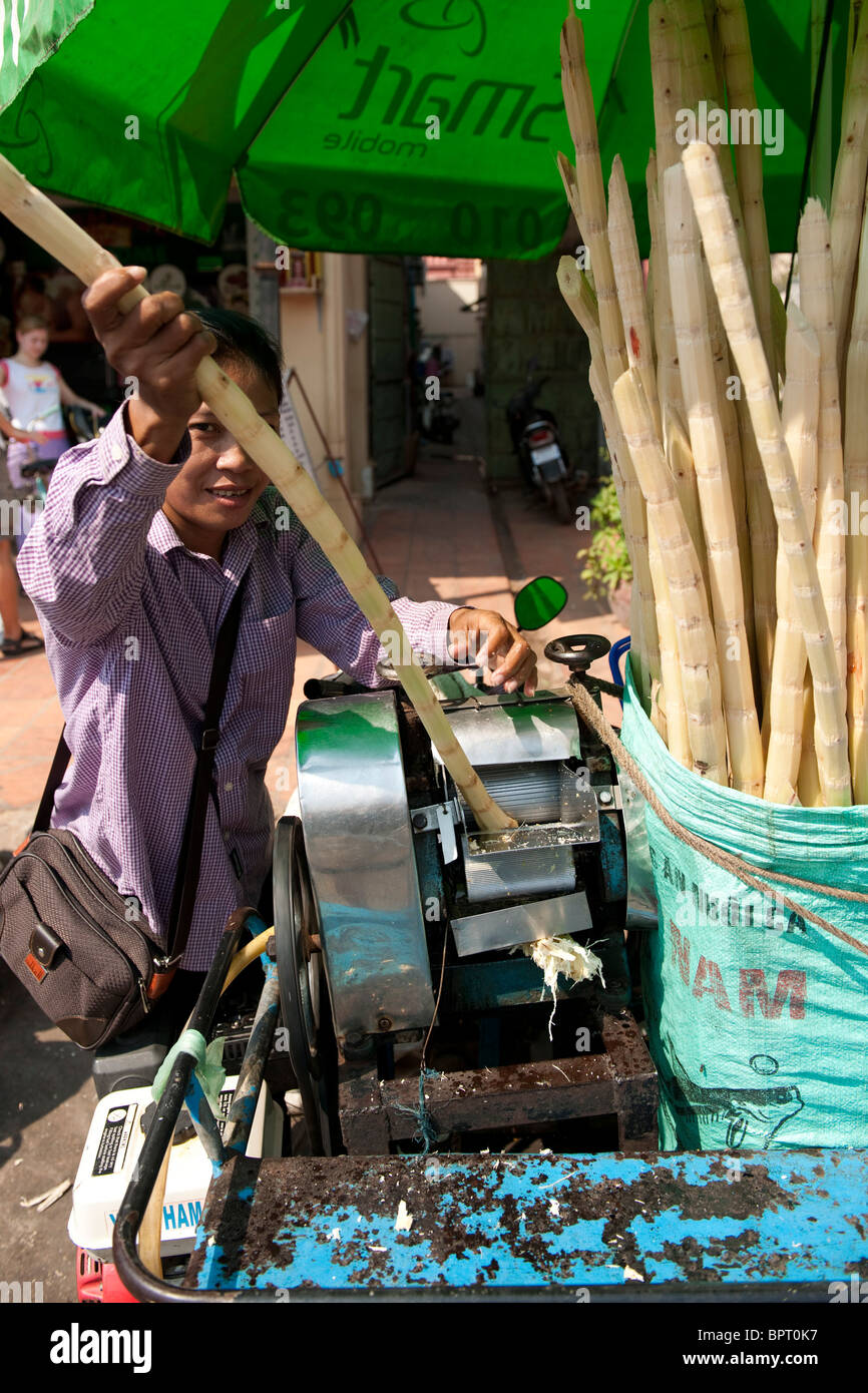 Sugar cane juice for sale in the market, Siem Reap, Cambodia Stock