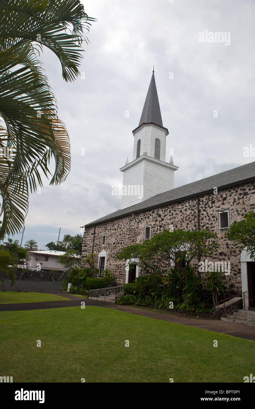 Mokuaikaua Church, first christian church in Hawaii, Kailua-Kona, The Big Island, Hawaii, United States of America Stock Photo