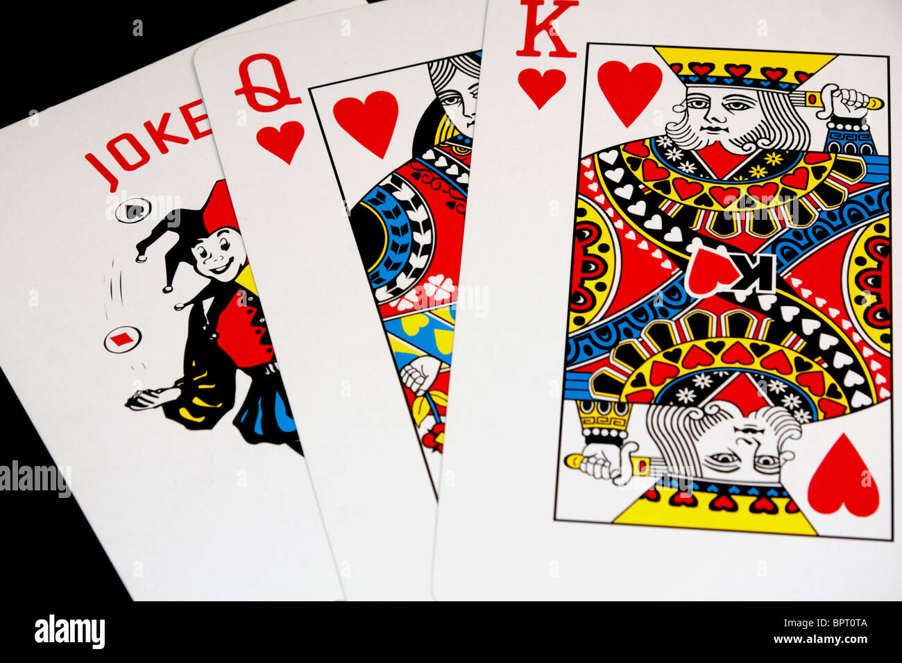 King Queen With Joker On Black Background Stock Photo Alamy