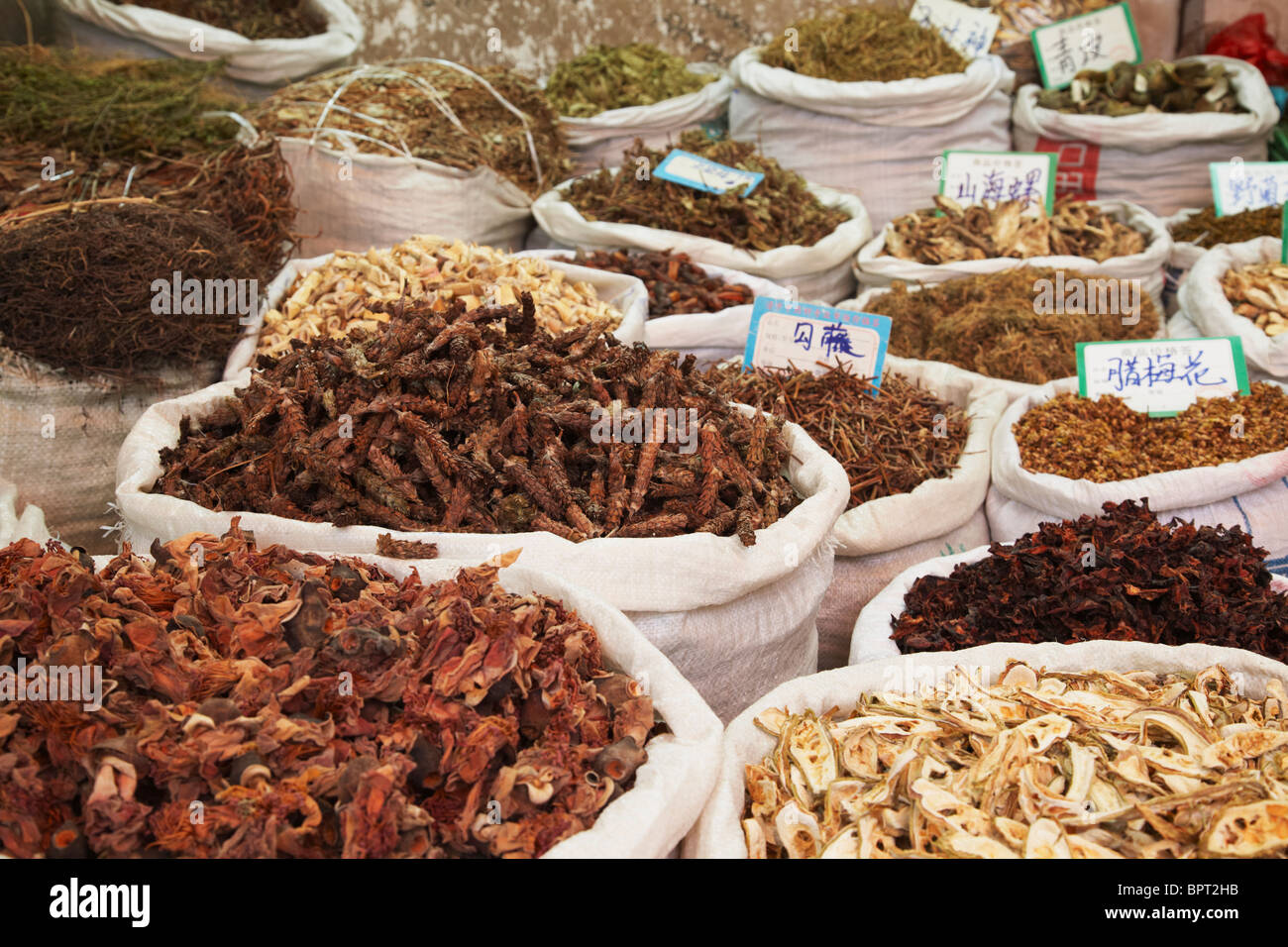 Herbs for sale at Chinese medicine market, Guangzhou, Guangdong Province, China Stock Photo Alamy