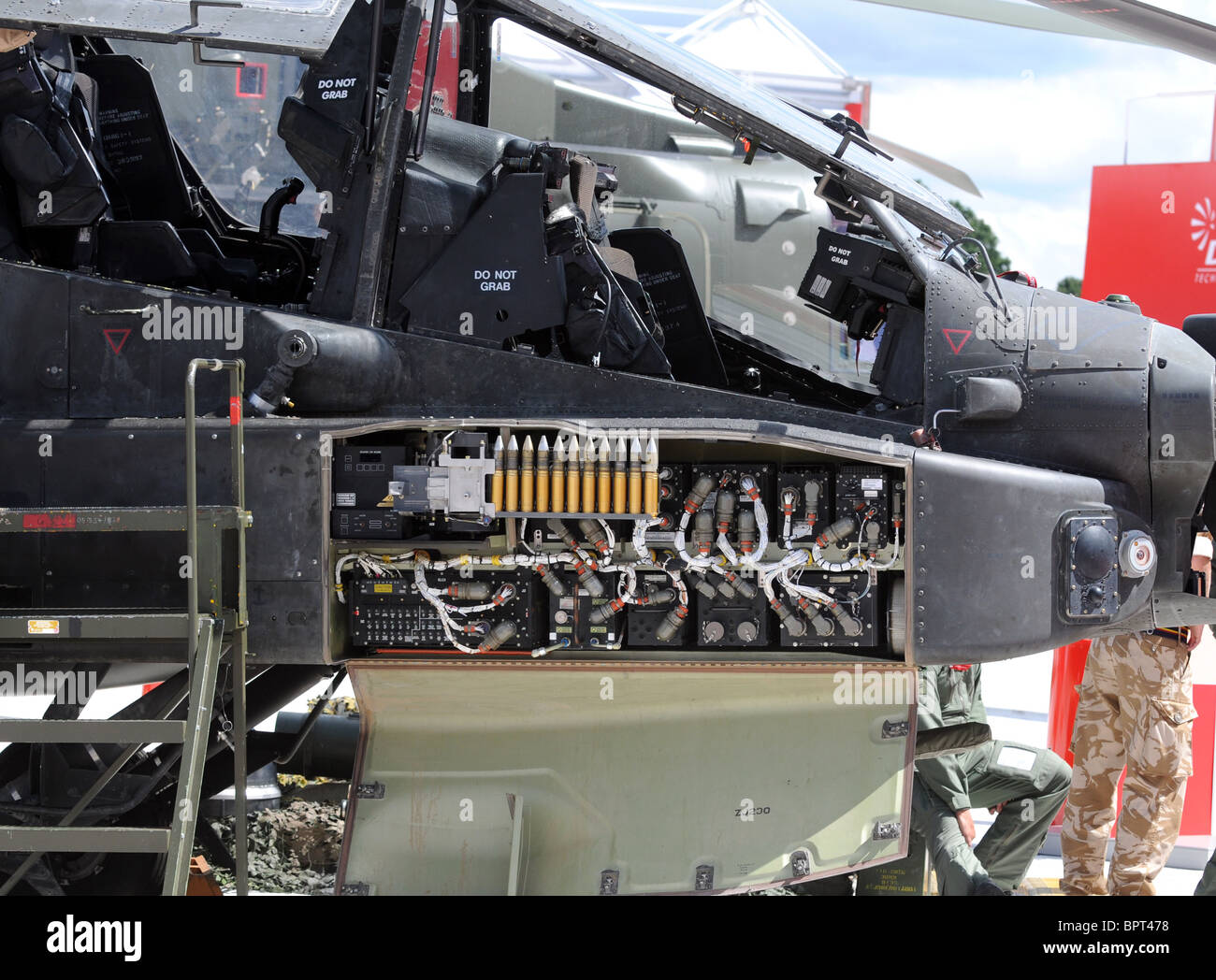 Apache weapon system and cockpit. Stock Photo