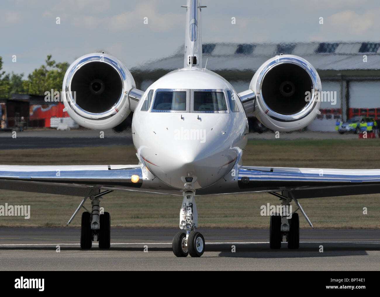 Private jet, jet plane on the runway, UK Stock Photo