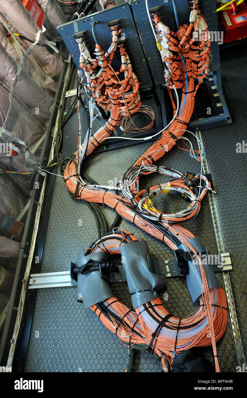 Wiring in the Airbus A380 Stock Photo