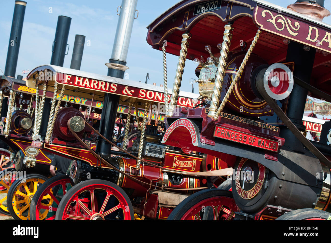 Showmans Traction Engines at the Great Dorset steam fair 2010, England Stock Photo