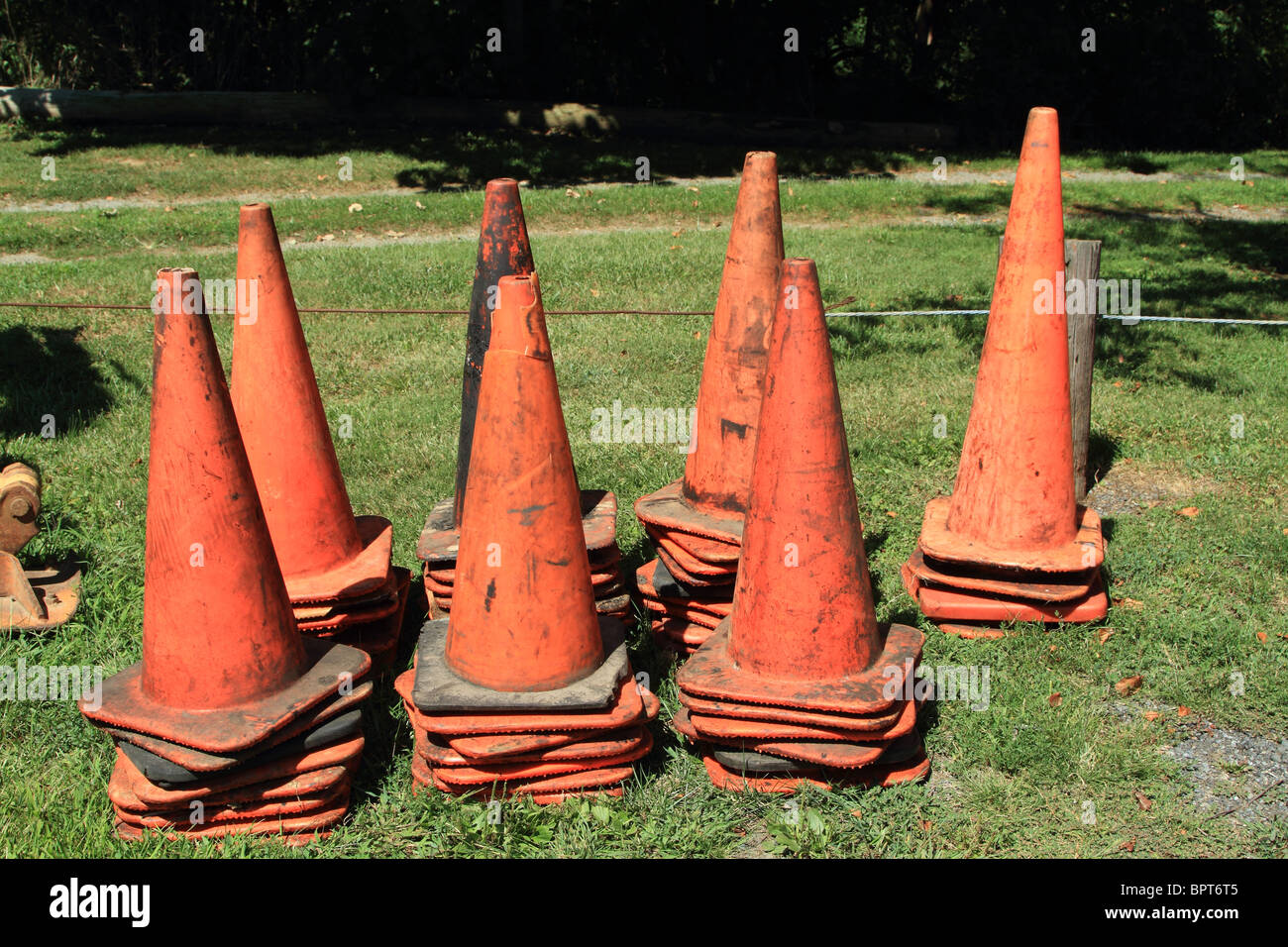 Orange safety cones Stock Photo Alamy