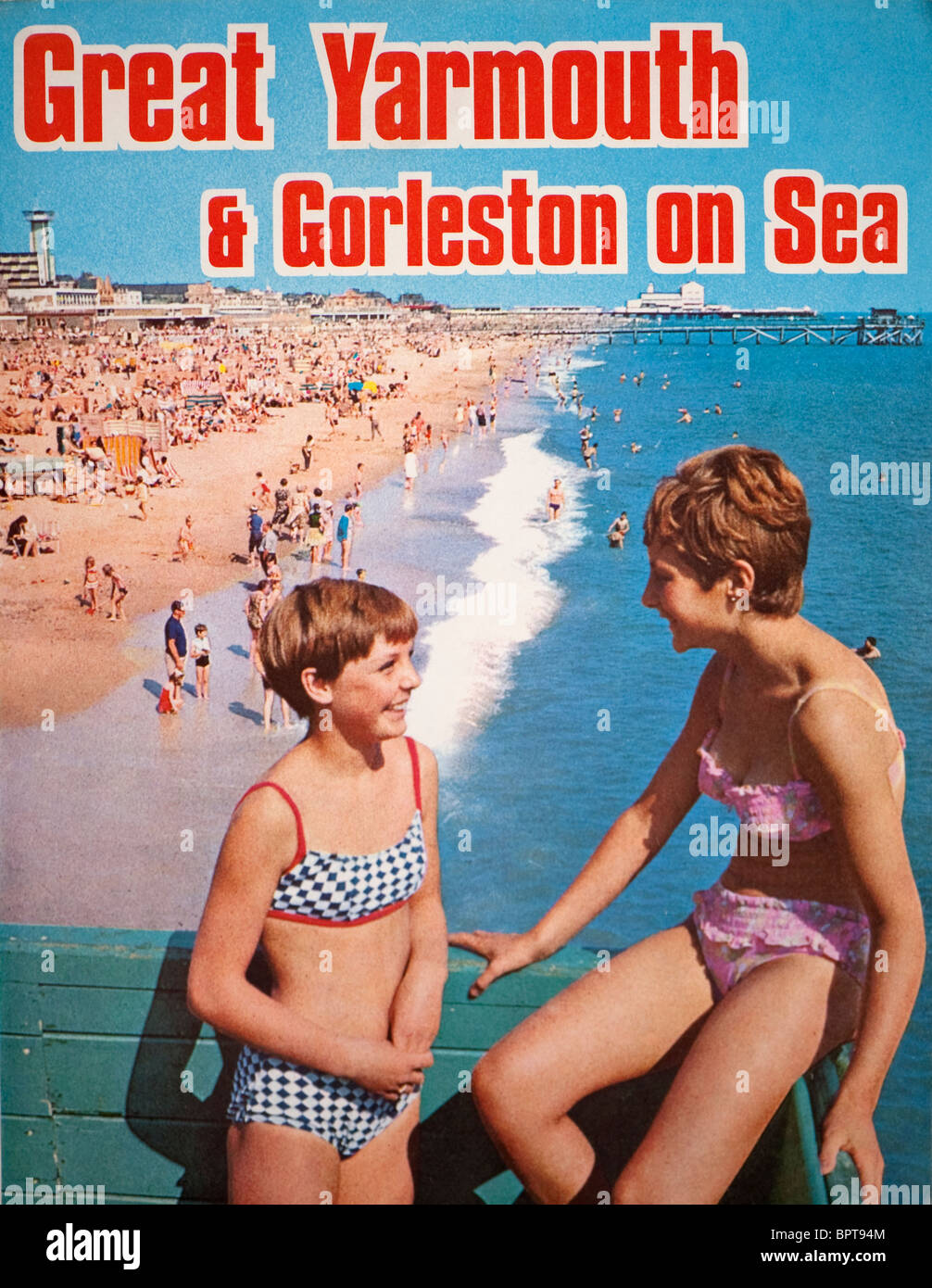 Cover of a Great Yarmouth & Gorleston-On-Sea tour guide brochure advertisement. Stock Photo