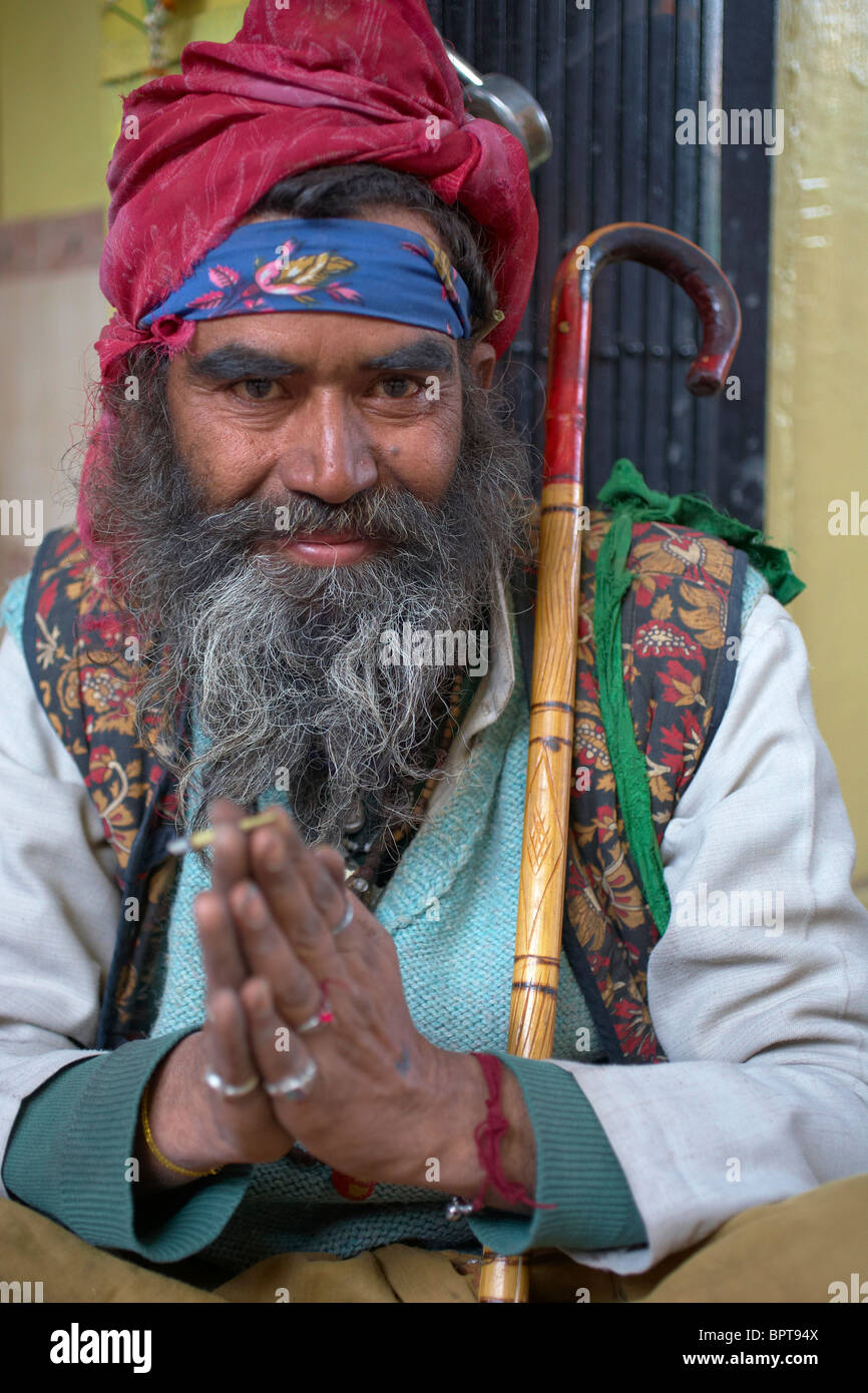 Greetings from a Sadu in Rajasthan Stock Photo