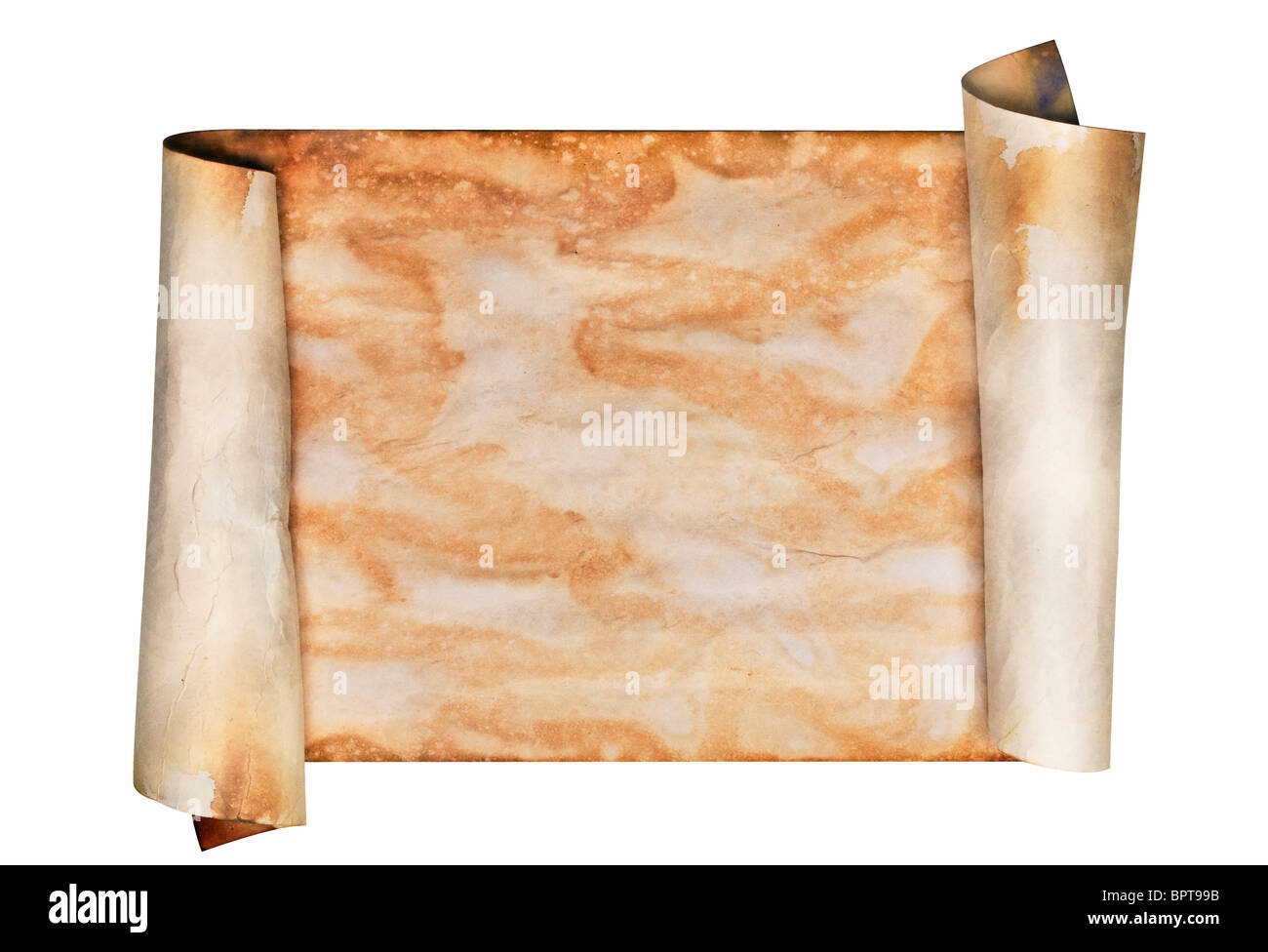Ancient looking parchment made to look like an old scroll. Isolated on