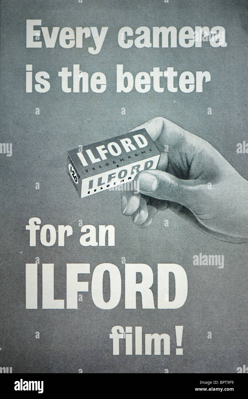 Black and White magazine advert for Ilford film. Stock Photo