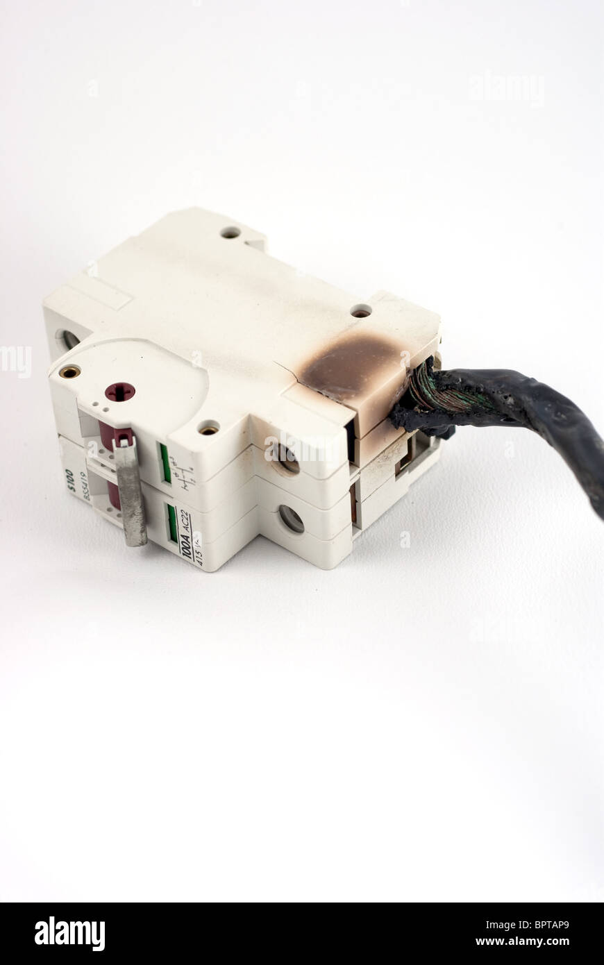 electrical main switch burnt Stock Photo Alamy