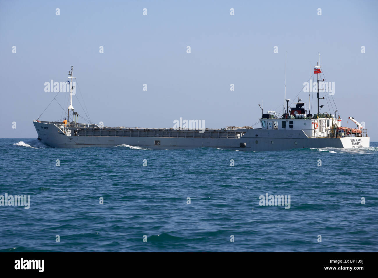manx registered ramsey steamship company ben maye cargo ship at sea
