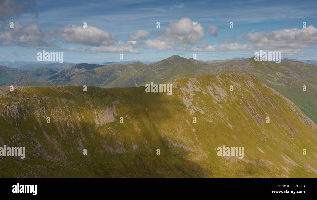 The long ridge of the mountain Faochag in Highland Scotland UK seen from Sgurr na Sgine Stock Photo
