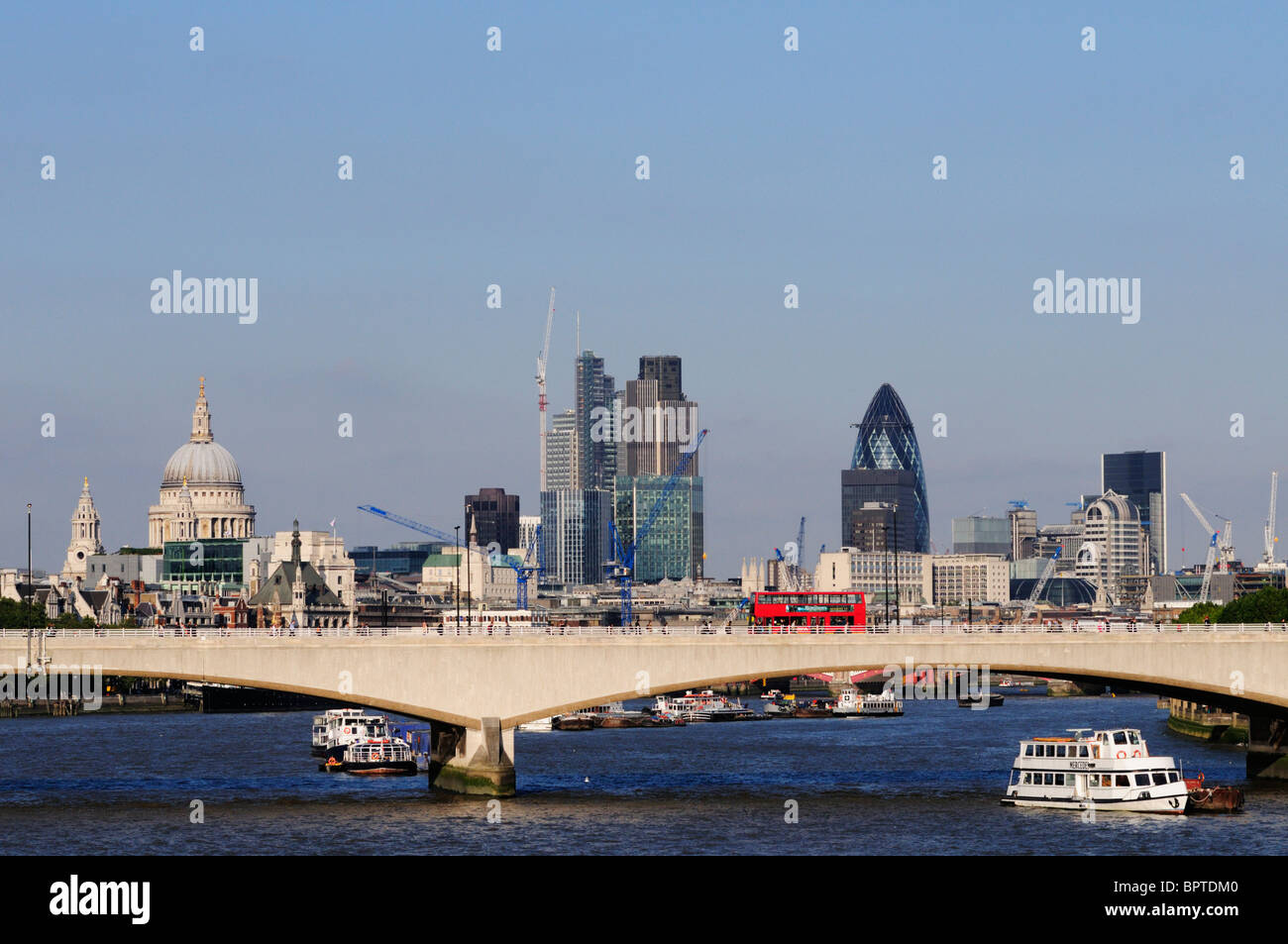 Warterloo Bridge and City Skyline, London, England, UK Stock Photo