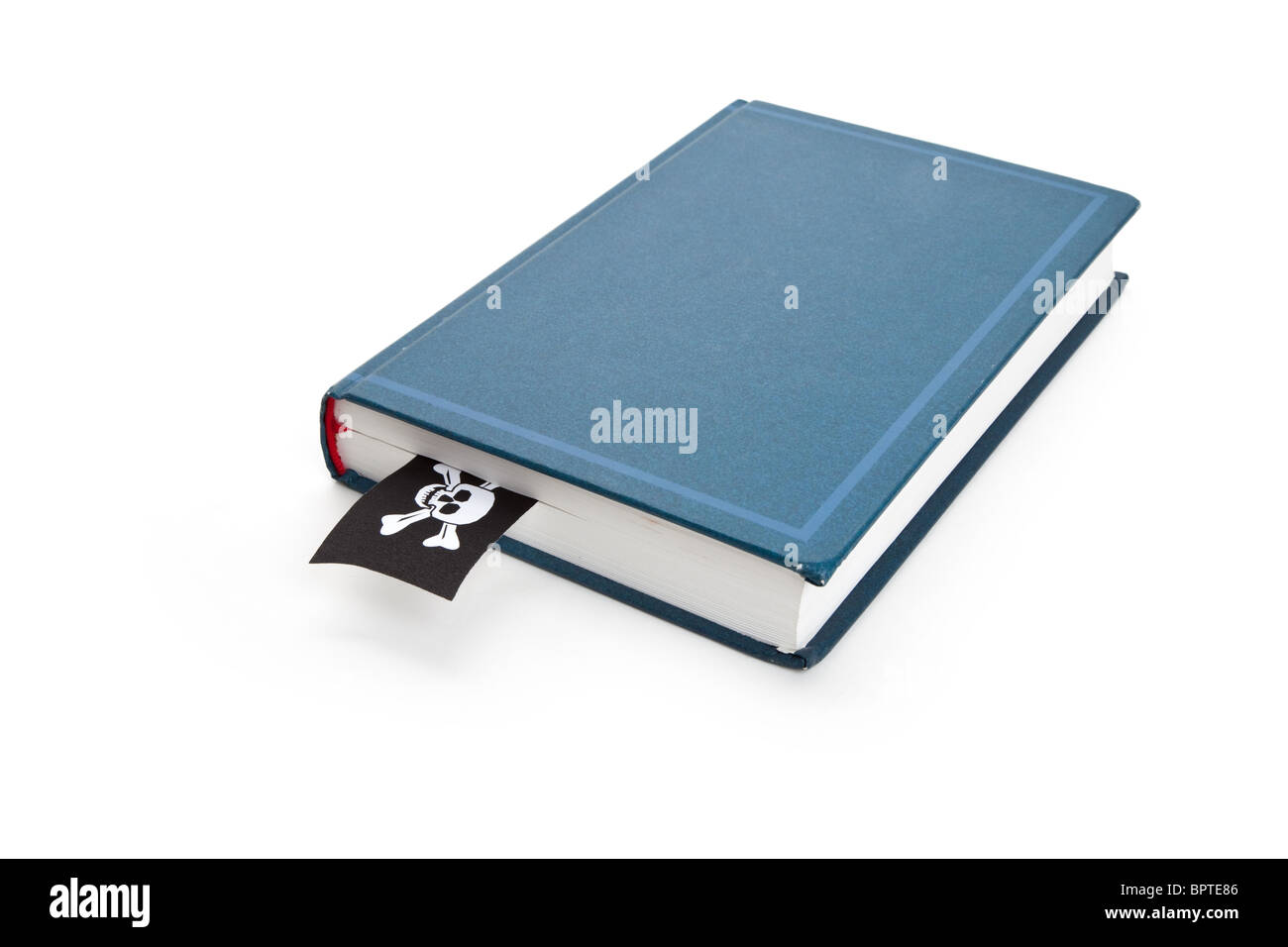 Book and Pirate Flag, concept of Piracy, Bad book Stock Photo