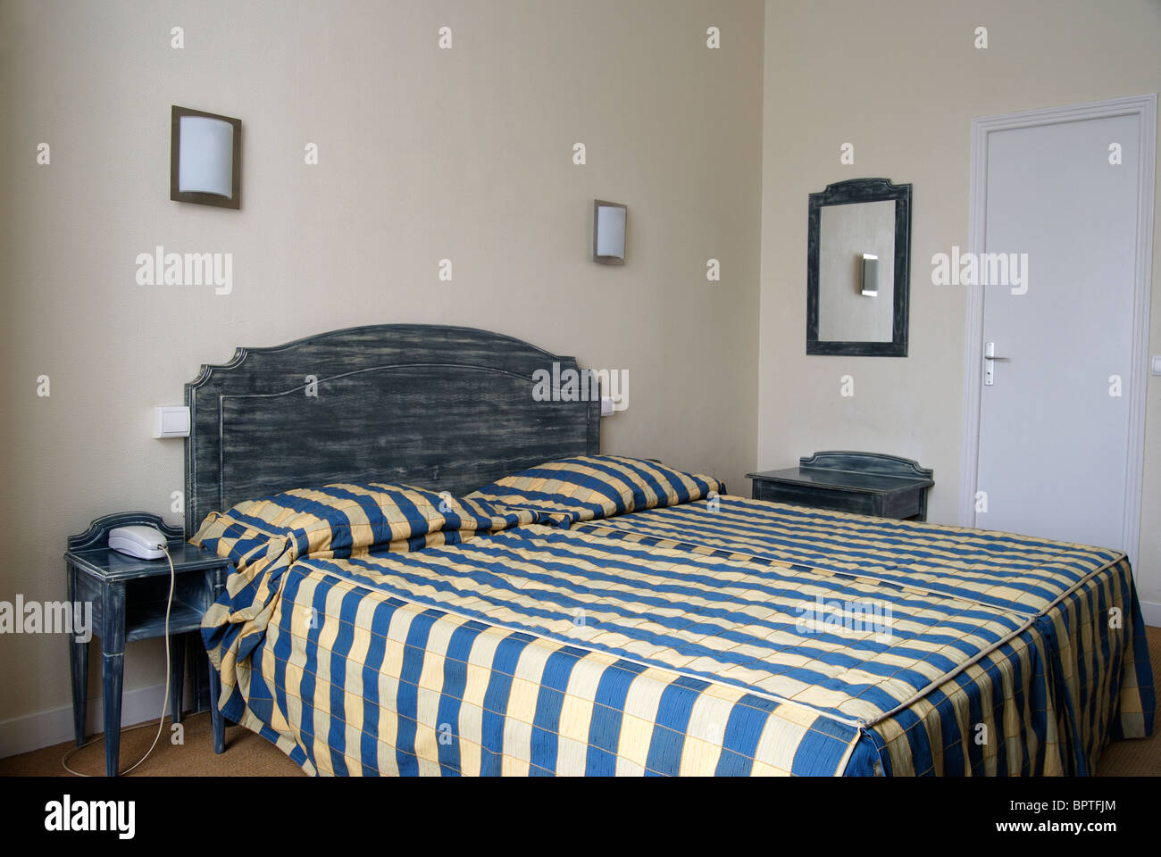 Three star hotel room with double bed in Nice. Cote d'Azur. France