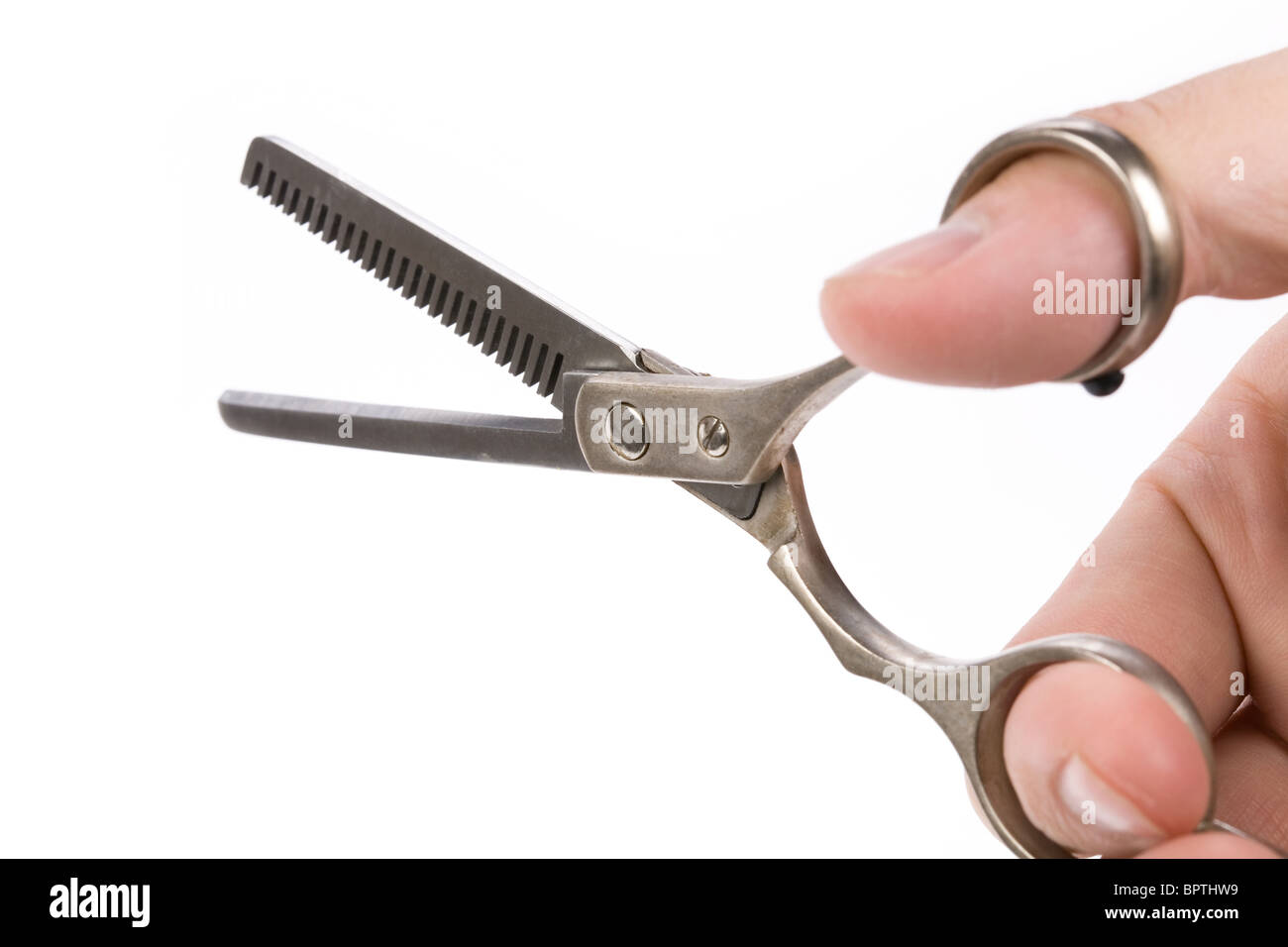 Hair Thinning Scissors with white background Stock Photo