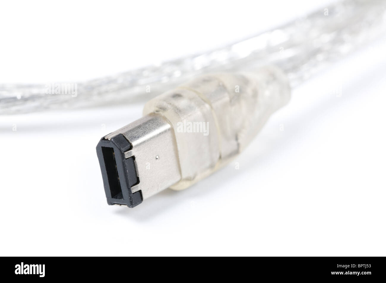 Transparent Computer Firewire cable close up shot Stock Photo