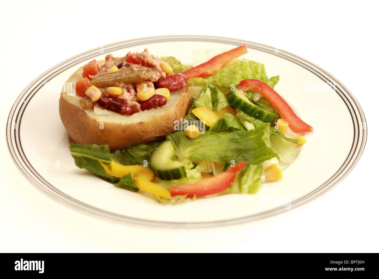 Jacket Potato with Tuna and Mixed Bean Salad Stock Photo Alamy