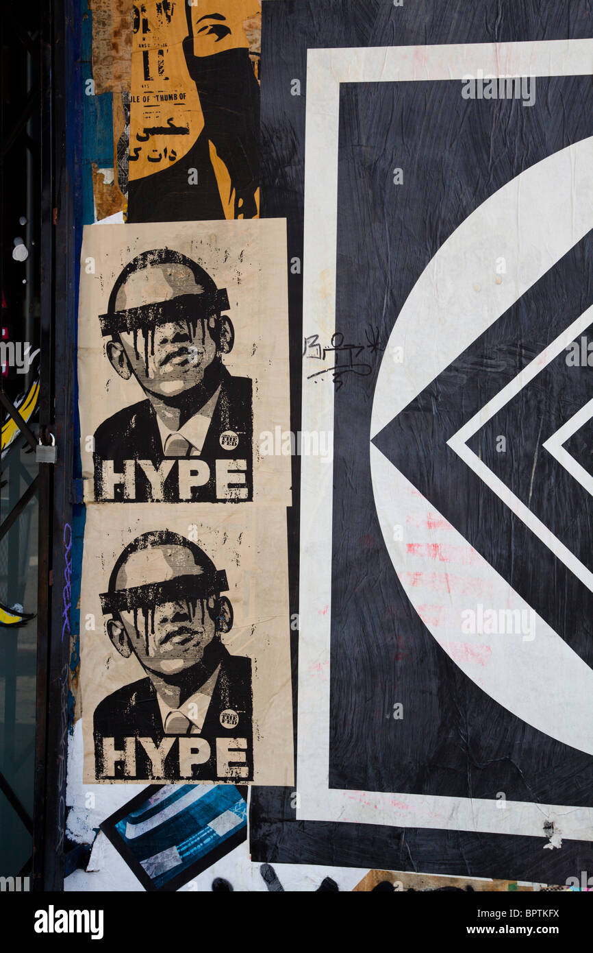 Images of President Obama used in Street Art, Arts District, Los Angeles, downtown, California, United States of America Stock Photo