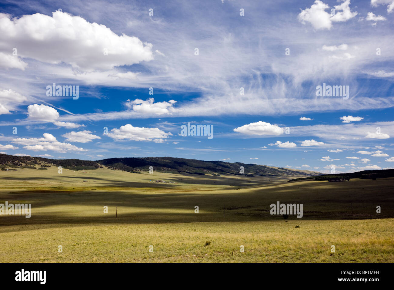 View to the east from Red Hill Pass, Park County, towards Pike National Forest, Colorado, USA Stock Photo