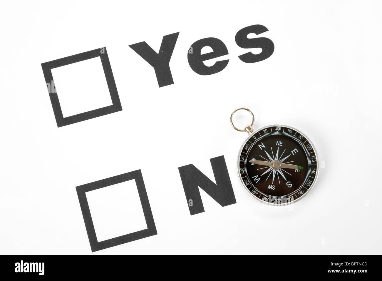 questionnaire and compass, concept of decision Stock Photo Alamy