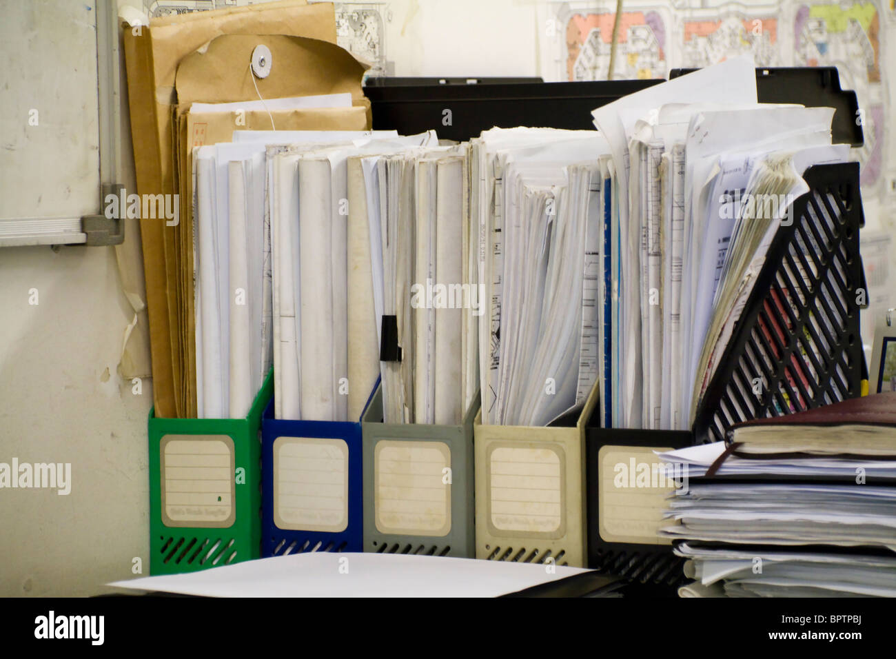 File Stack,blueprints,file folder close up for background Stock Photo