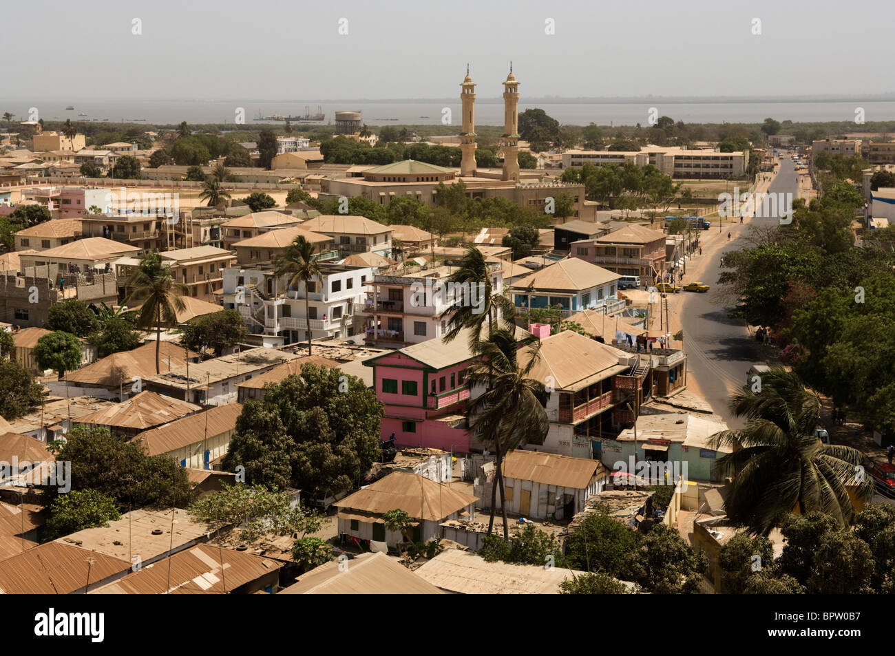 view over Banjul from Arch 22, the Gambia Stock Photo
