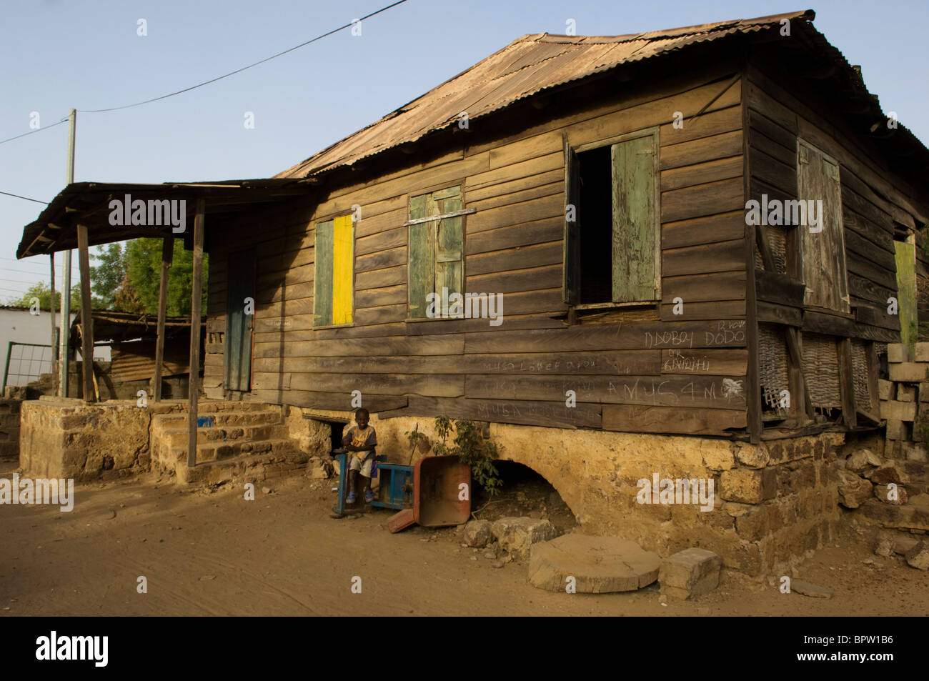 Creole house from the 1830s, Janjanbureh Island, the Gambia Stock Photo