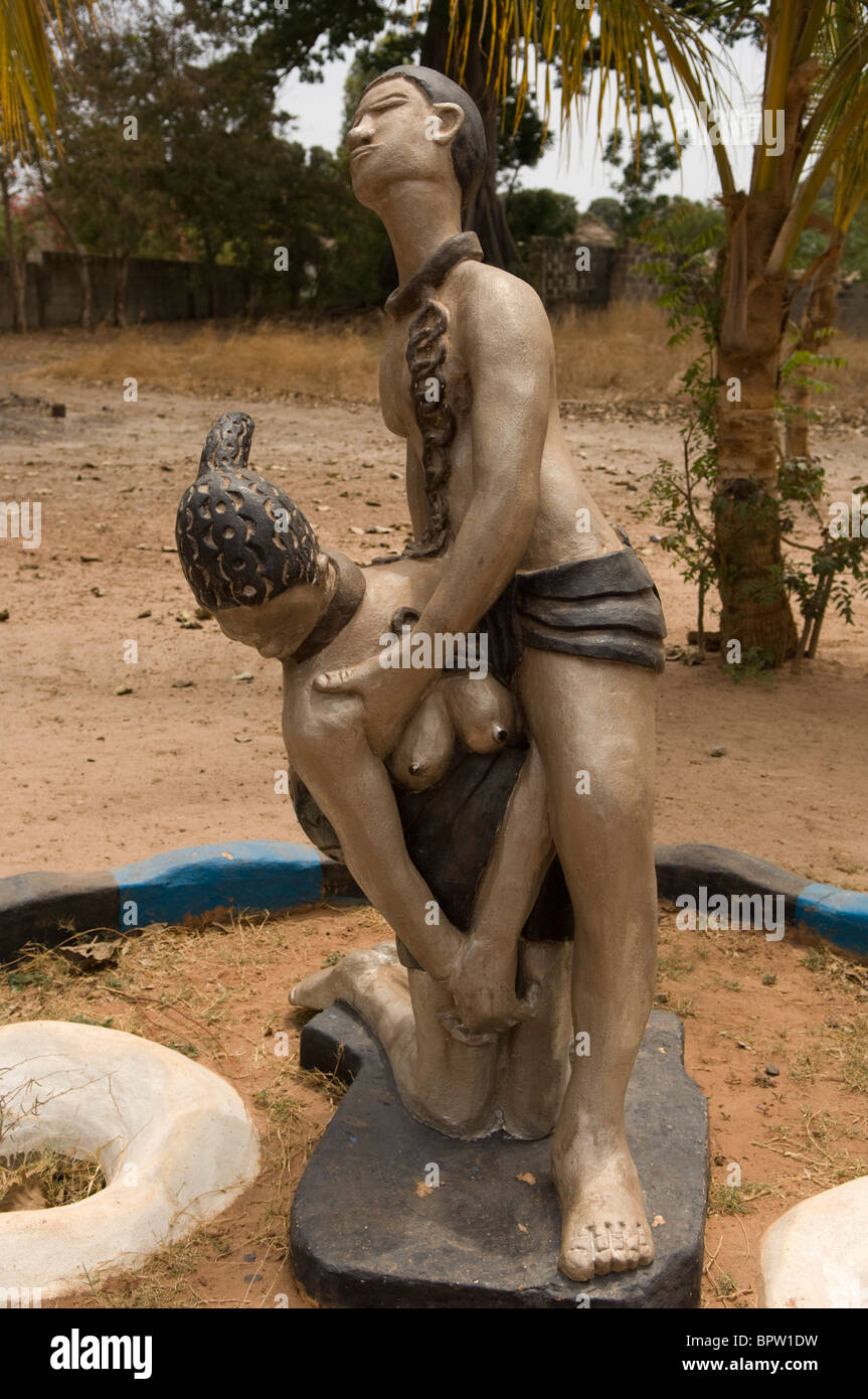 statue at the museum depicting slaves, Juffureh, the Gambia Stock Photo