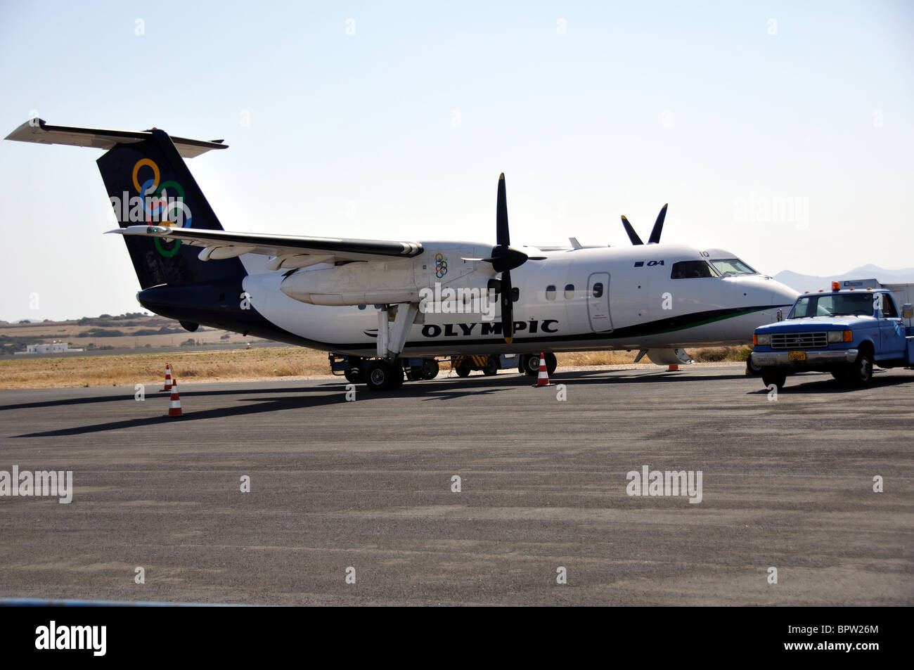 Olympic Airways, Paros Airport Stock Photo Alamy